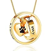 memorial jewelry Forever in My Heart,No Longer by My Side Pet Cremation Jewelry for Ashes of Dog/Cat Funeral Keepsake Urn Necklace Paw Print Memorial Necklace