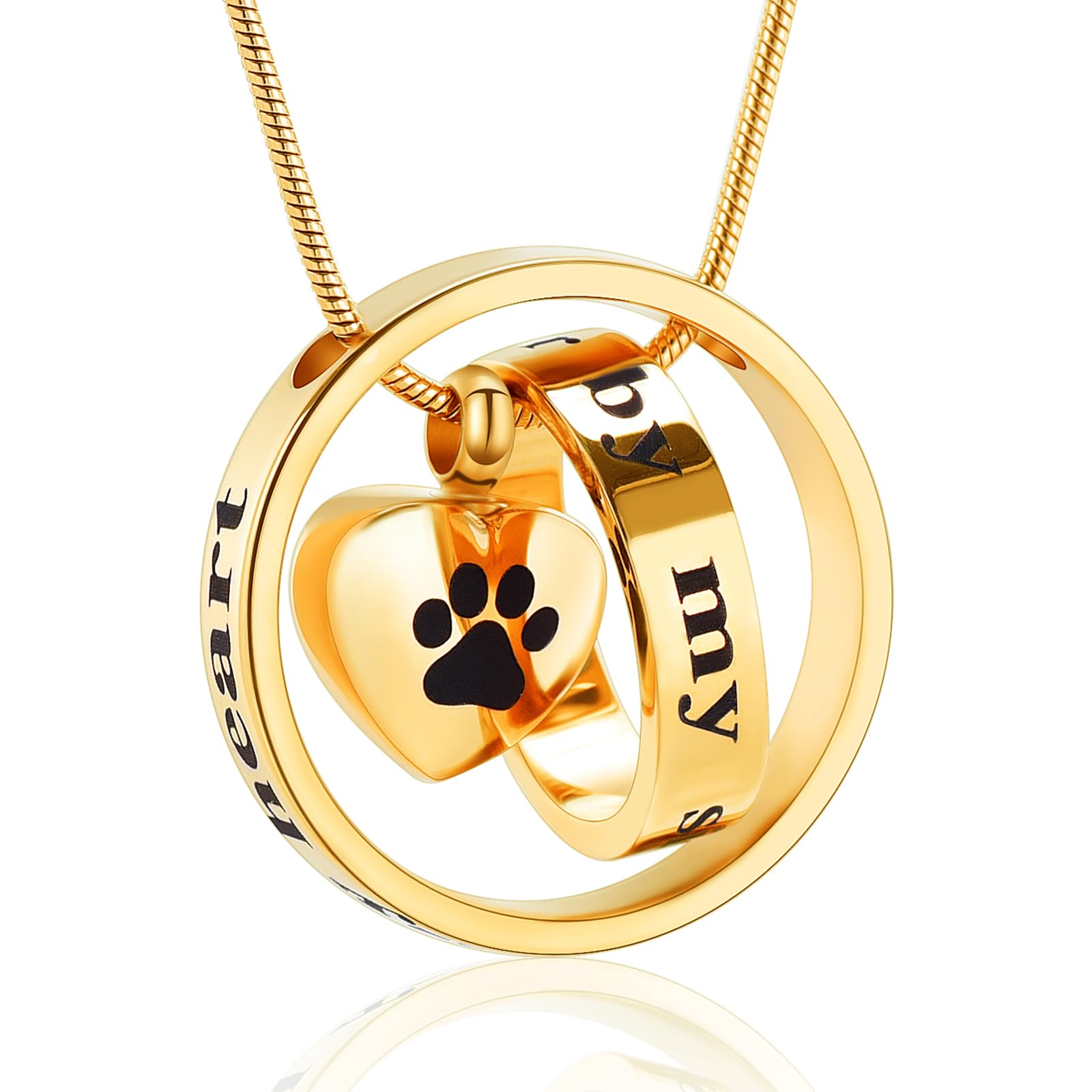 "Forever in My Heart,No Longer by My Side Pet Cremation Jewelry for Ashes of Dog/Cat Funeral Keepsake Urn Necklace Paw Print Memorial Necklace"