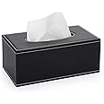 Sumnacon Tissue Box Cover Rectangle Leather Tissue Box Stylish Tissue Box Holder with Magnetic Bottom, Decorative PU Tissue Cover for Bathroom Living Room Bedroom Table Desk Home Office Car, Black