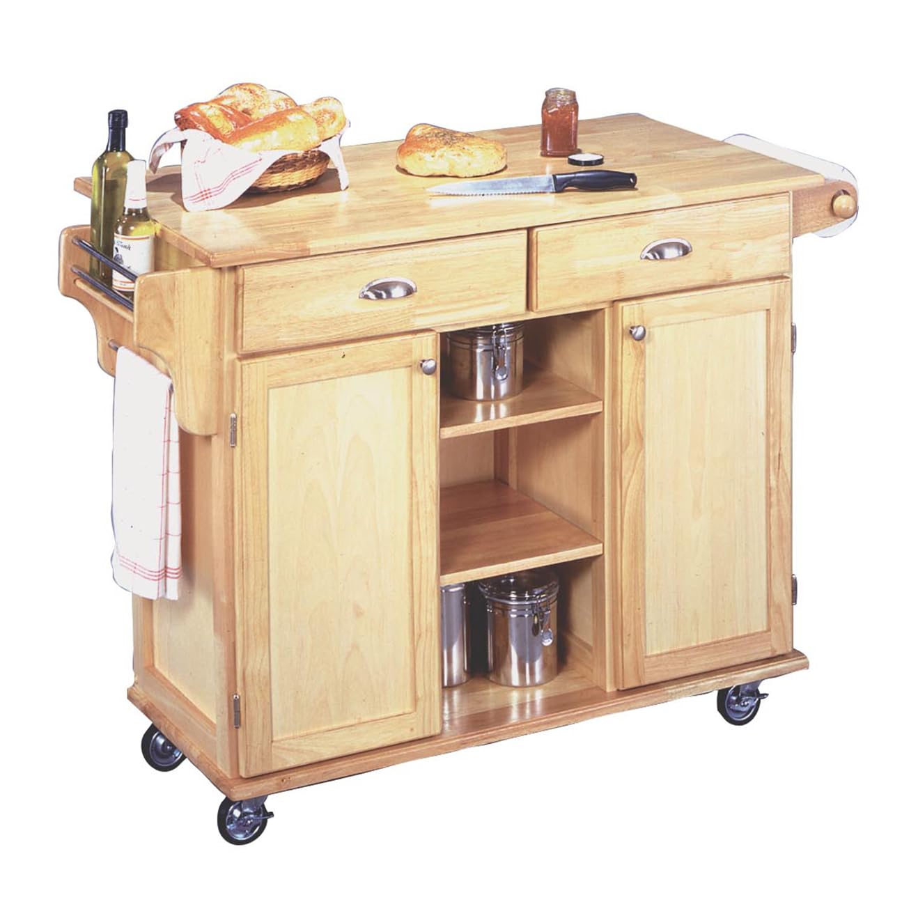 Homestyles General Line Natural Wood Mobile Kitchen Cart Image