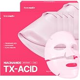 from medi+ TXA Niacinamid Brightening mask, Overnight Face Mask for Glass Skin, Dark Spot Care, Tranexamic acid + Niacinamid mask + Alpha-Arbutin 30,000ppm, Korean Skin Care, Gifts for Women, 4ea