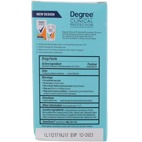 DEGREE WMNS CLINCL PRO SU SIZE 1.7Z DEGREE WOMENS CLINICAL PROTECTION SUMMER STRENGTH 1.7Z