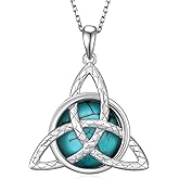 925 Sterling Silver Real Turquoise Celtic Knot Necklace - Genuine Turquoise Pendant - Celtic Jewelry for Women
