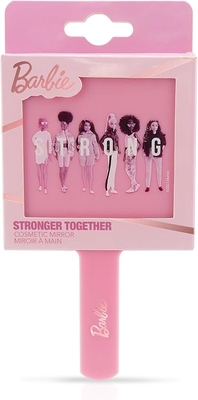 Barbie Pink Handheld Small Travel Cosmetic Mirror Character Design