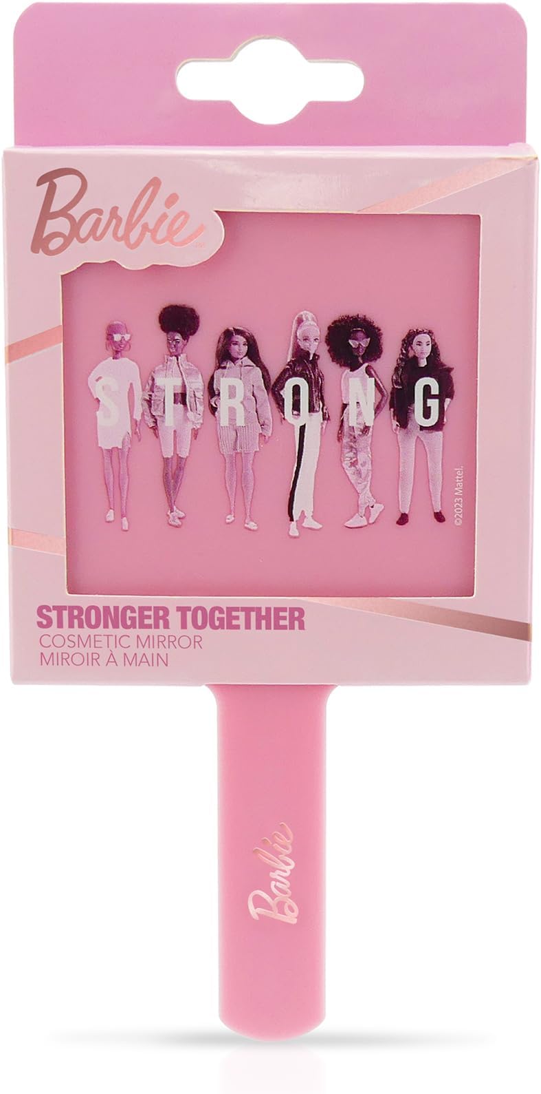 Barbie Pink Handheld Small Travel Cosmetic Mirror Character Design