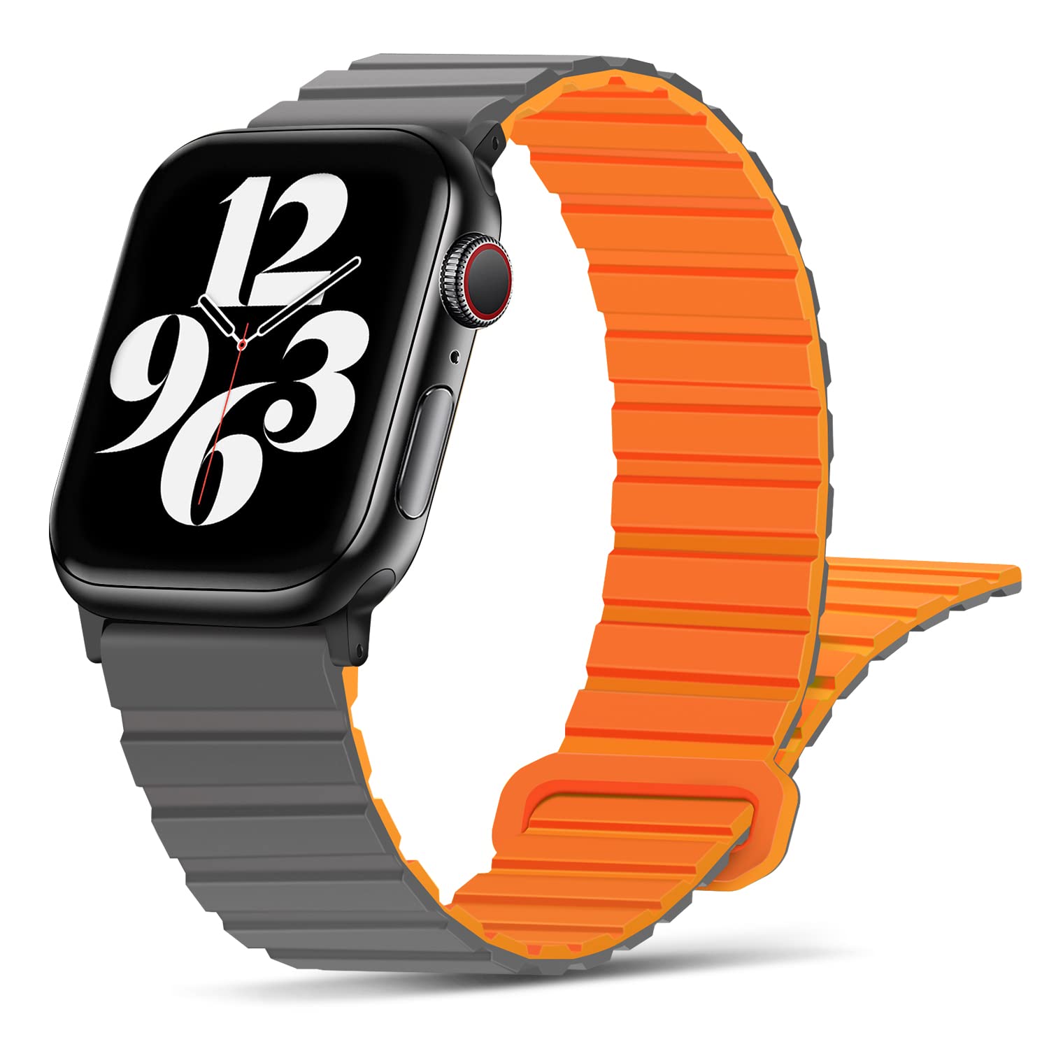 Tasikar Straps Compatible with Apple Watch Strap 42mm (Series 10) 41/40/38mm Thin Silicone Magnetic Loop Replacement Bands [Double Sided Wearable] for iWatch SE Series 10 9 8 7 6 5 4 3 - Grey Orange