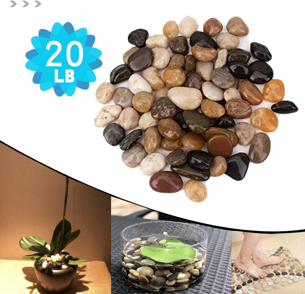 20 Pounds River Rocks, Pebbles, 1-2 Inches Garden Outdoor Decorative Stones, Natural Polished Mixed Color Stones : Garden & Outdoor