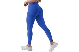 QOQ Womens High Waisted Seamless Workout Leggings Butt Lifting Gym Yoga Pants Booty Scrunch Vital Tummy Control Ruched Tights
