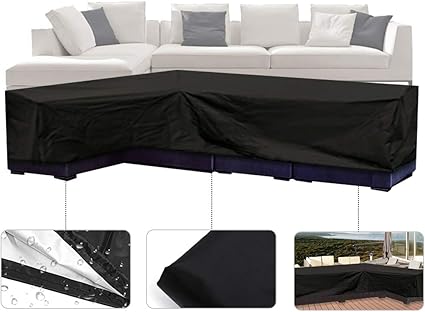 essort funda de sofa en forma de l funda protectora sofa de la esquina fundas muebles impermeable 270 x 200 x 90cm negro