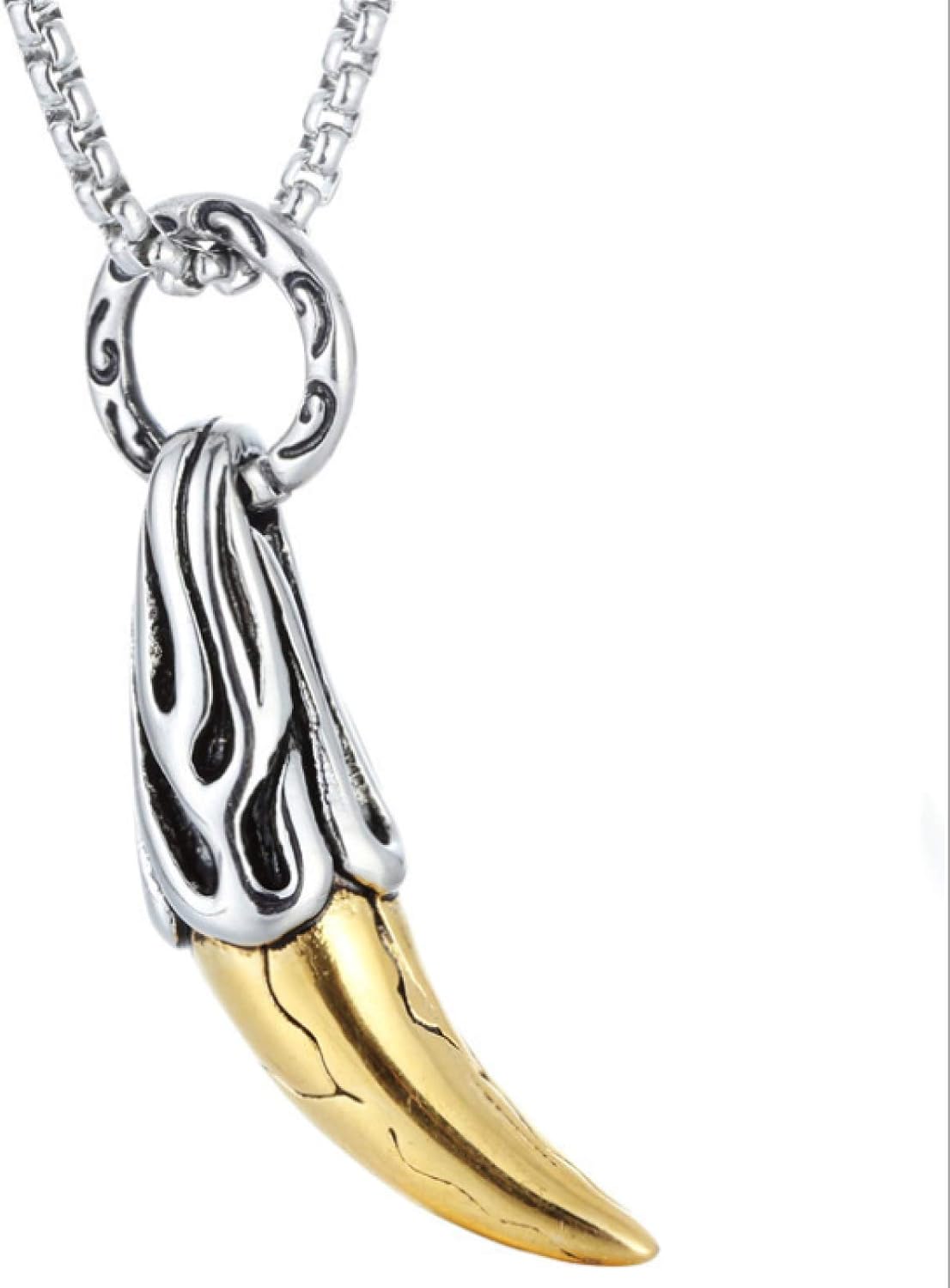 Collier Dent De Loup Pour Homme - Bijoux Gothique En Acier Inoxydable, Style Vintage Et Sauvage
