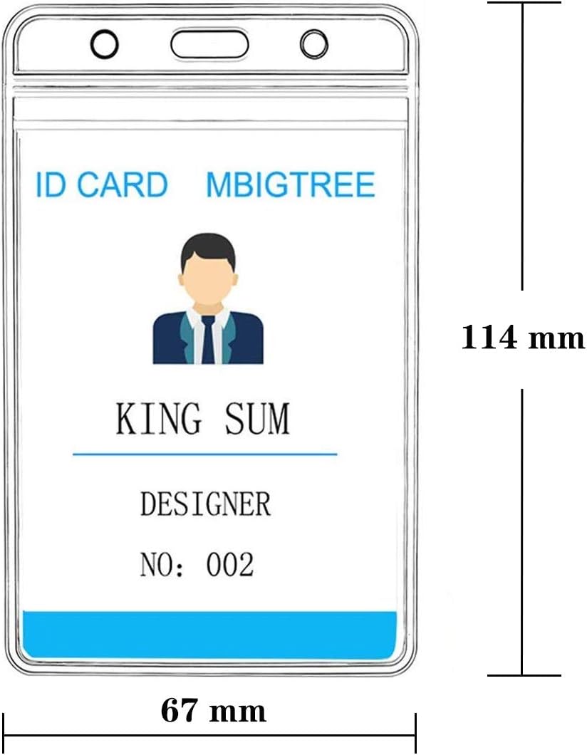 Vertical ID Badge Holders Sealable Waterproof Clear Plastic Holder, Fits RFID/Proximity/Badge Swipe Cards or Credit Card/Driver's License (6 Pcs, Only Holders) : Office Products