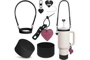 VirgoCCY 5PCS Stanley Cup Accessories Set 30&40 Oz, Includes 1pcs 0.4in Straw Covers, 1 Water Bottle Handle Strap, Cute Stanley Charms and 1 Silicone Boot.