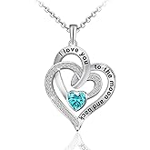ORICU Love Heart Pendant Necklaces for Women, Mother's Day Gifts for Mom Grandma Wife from Daughter Son, I Love You Mom (With gift box)