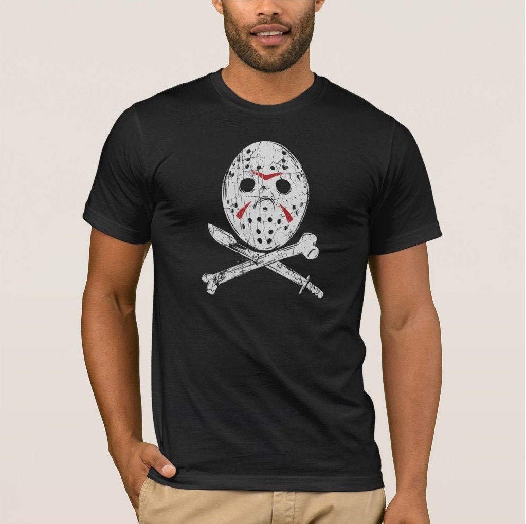 Horror Hockey Mask T-shirt, Halloween Shirt, Horror Shirt, Movie Shirt, Crossbones, Machet
