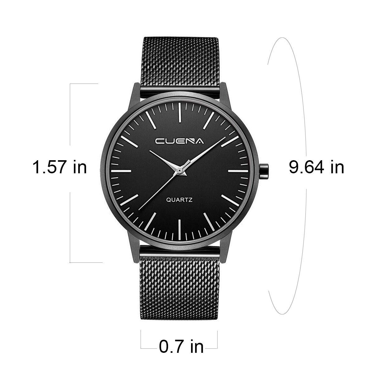 Men\'s Wrist Quartz Watch, Simplicity Classic Stainless Casual Watch, Milanese Mesh Band by CUENA, Black