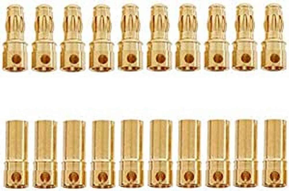 YUNIQUE GREEN-CLEAN-POWER - 3mm Banana Connectors for Rc Lipo | Gold Plated | Suitable for Rc Modeling Batteries, Car Radio Connection, Stereo Cable, Gold, Metal