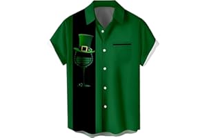 KLUYUEXIN Bowling Shirt for Men Retro Funny Short Sleeve Button Down Shirt Summer Hawaiian Party Camp Shirt