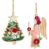 Betsey Johnson Christmas Tree Angel Mismatch Earrings