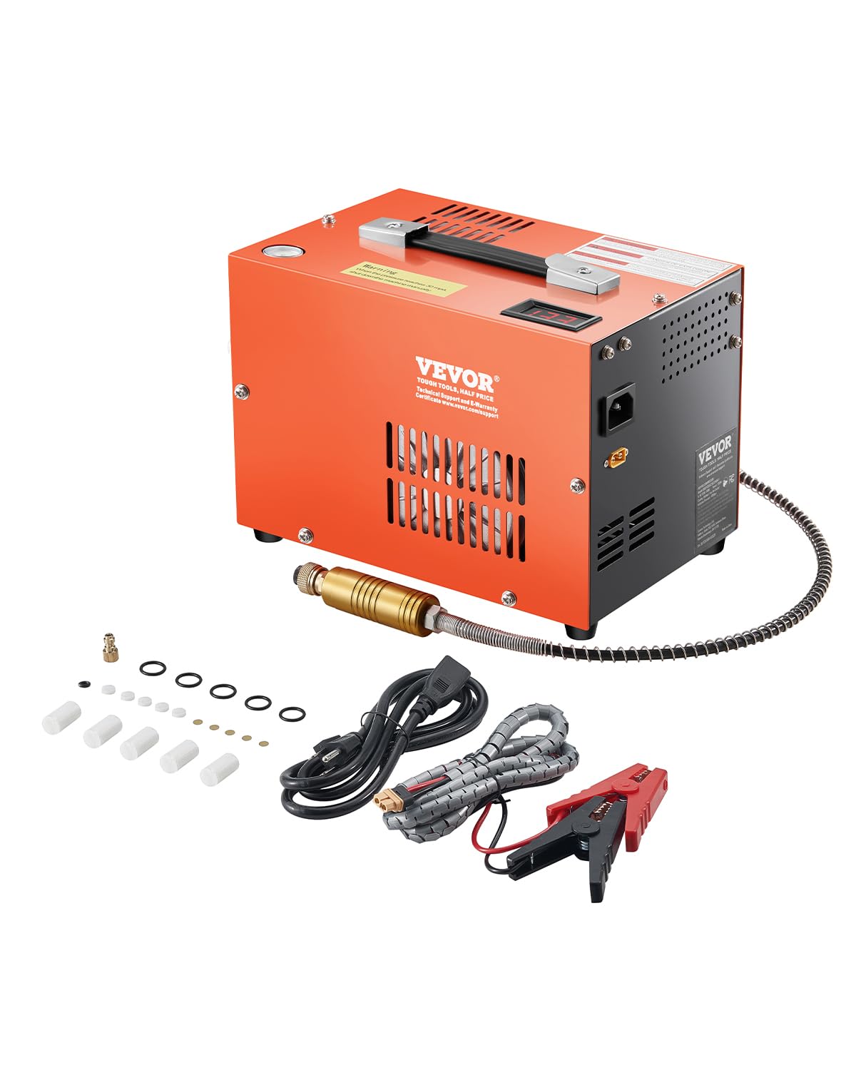 Photo 1 of VEVOR PCP Air Compressor, 4500PSI/30Mpa Portable PCP Airgun Compressor with Built-in Converter & Fan Cooling System, DC12V/AC120V Manual-Stop Air Rifle, Paintball and Scuba Tank Compressor Pump