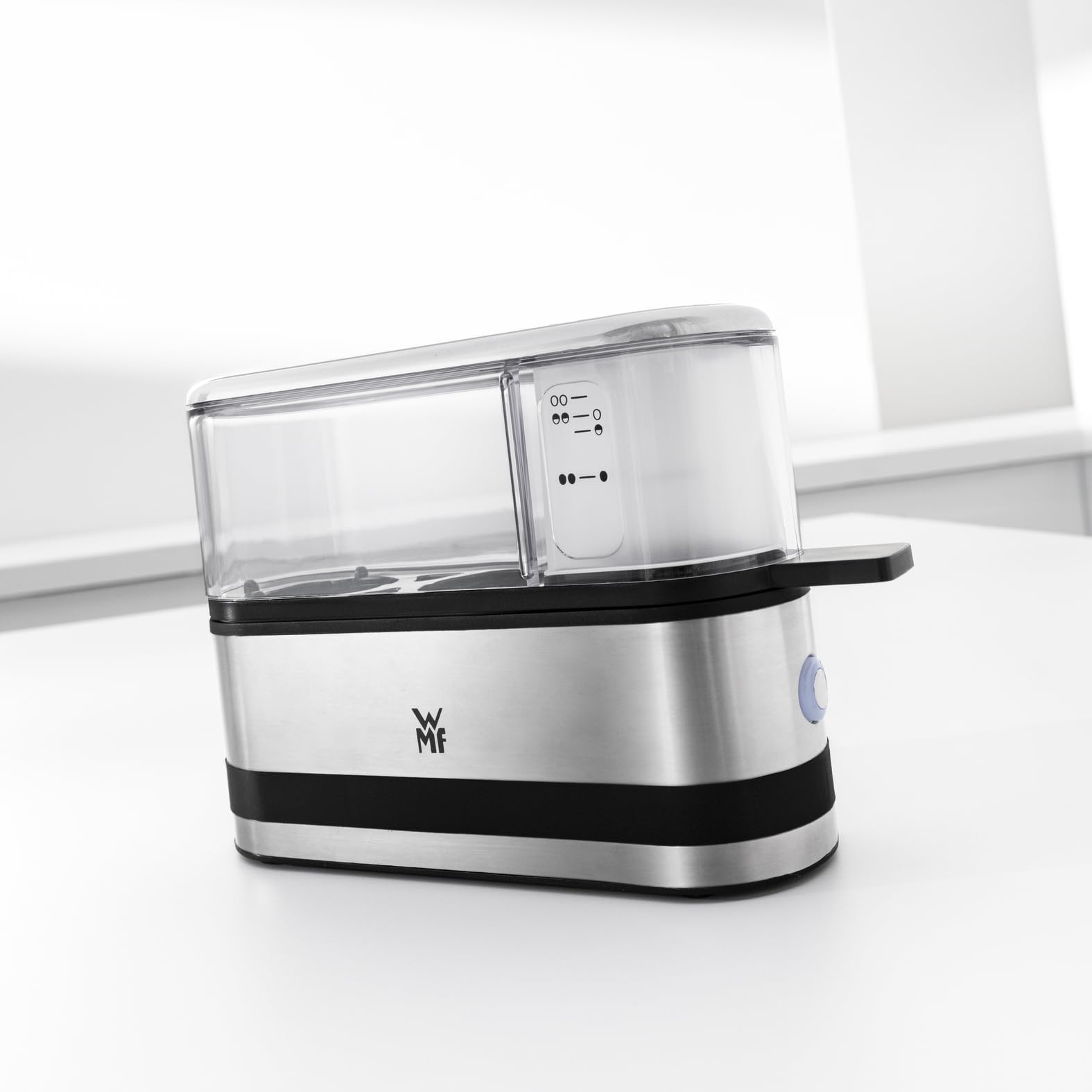 WMF Küchenminis Eierkocher aus Cromargan, kocht 1–2 Eier optimal weich, mittel oder hart, einfache Einstellung für optimal Ergebnisse, 250 W, Messbecher, Eipick, platzsparendes Design 7