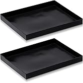 Teenyyou 2 Pcs 8.5'' x 11.5'' x 1'' PTFE Solid Oven Basket, Cooking Oven Trays, Non Stick Kitchen Cooking Basket, Black Baking Sheet, Trays for Accessories Chips Chicken Wings Bread Heating