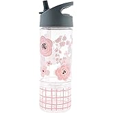 Stephen Joseph, Kids Sip and Snack Water Bottle, 12 oz Tritan BPA Free, Drink Bottle for Girls & Boys, Back to School Charcoal Flower