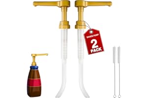 DUPAKSYS 2Pcs Gold Sauce Pump Dispenser for 64 oz Chocolate Pumpkin Caramel Sauce Bottles, Reusable Large 15CC Syrup Pump Dispenser for Vanilla Mocha Sauces