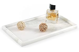 Koville African Natural Marble Tray, 12"x7" Coffee Table Vanity/Decorative Tray for Jewerly, Watch, Perfume Candle Tray for Bedroom/Bathroom/Kitchen Countertop