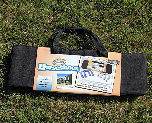 Driveway Games Metal Horseshoe Set. Professional Steel Throwing Horseshoes, Stakes & Carrying Case. Outdoor Pitching Toss Game - Thumbnail 7