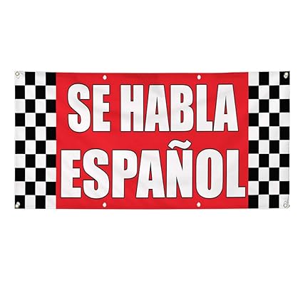 Amazon Com Vinyl Banner Sign Se Habla Espanol Auto Body Shop Car