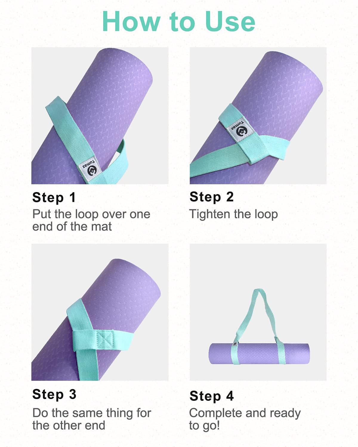 Tumaz Yoga Mat Strap [MAT NOT Included] (15+ Colors, 2 Sizes Options) with Extra Thick, Durable and Comfy Delicate Texture | The Must-Have Multi-Purpose Strap/Carrier for Your Yoga Mat, Exercise Mat: Sports & Outdoors