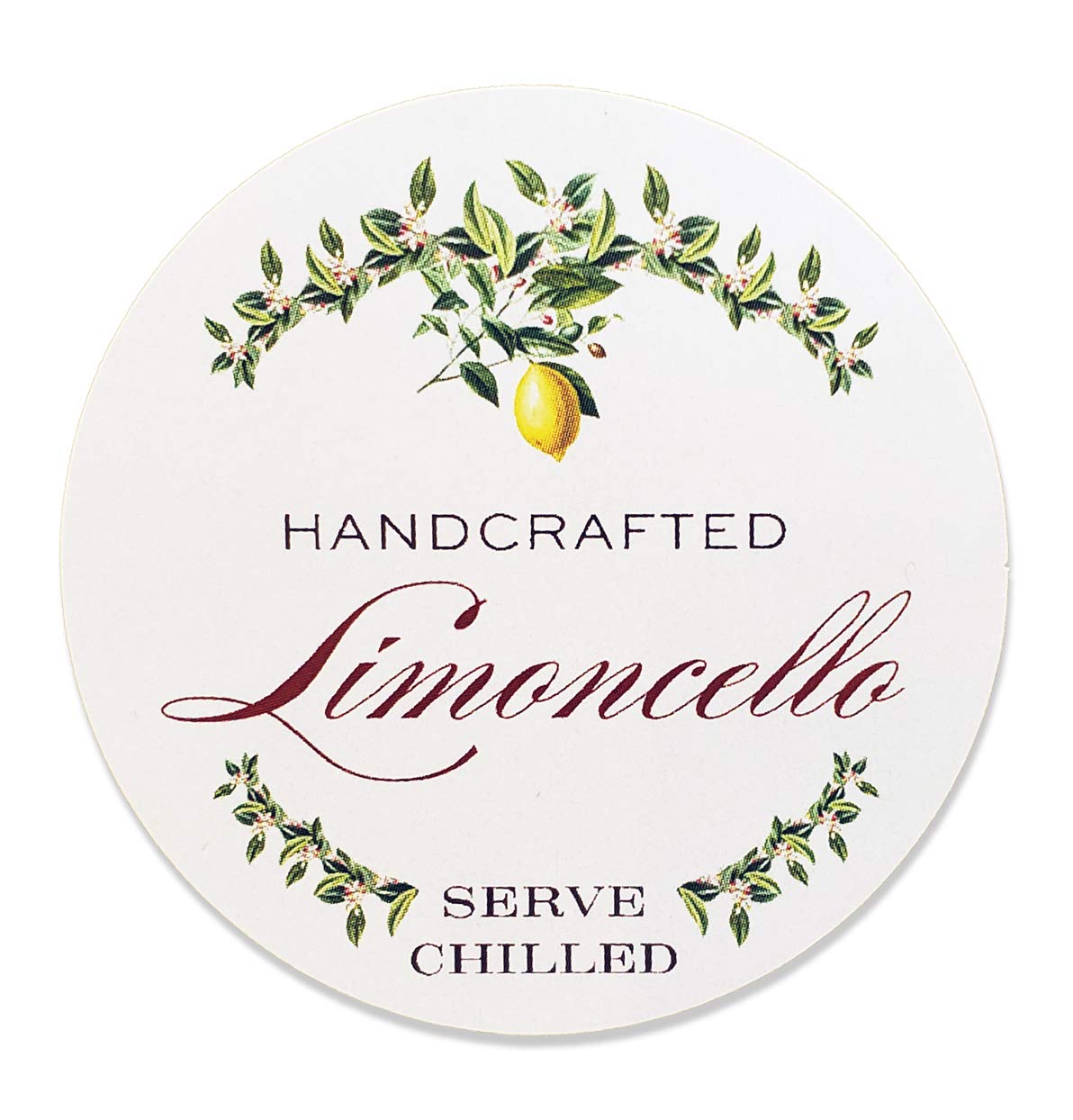 Limoncello Labels, Garland Style, 50 mm Round Circle - 12 / PKG