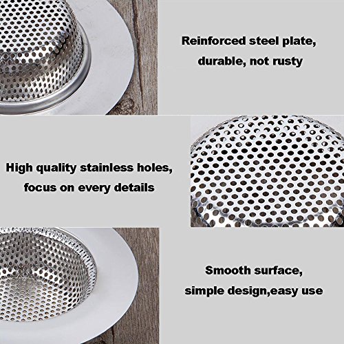 MIBOW Kitchen Sink Strainer, Garbage Disposal Strainer Sink Drain Catcher Plug Drain Cover Kitchen Sink Basket for Kitchen Sinks, Stainless Steel, Large Wide Rim 4.5" Diameter, 2PCS - Thumbnail 4