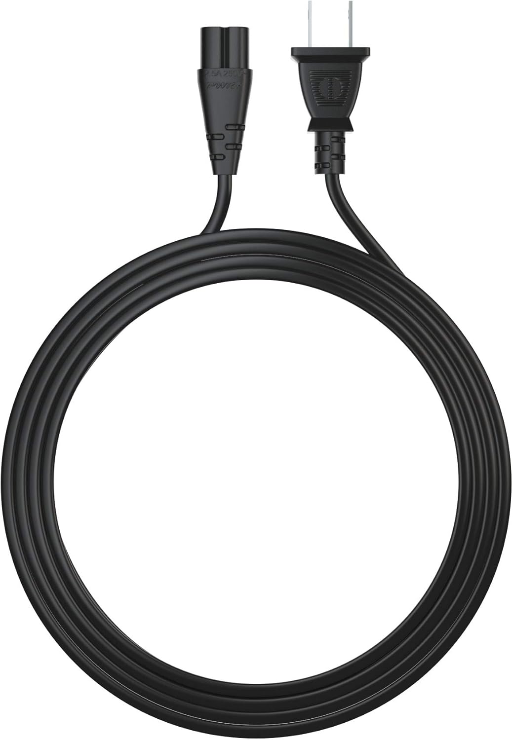 Pwr AC Cable Replacement Power Cord 2 Prong 6 Feet (Black): Home Audio & Theater