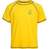 Quad Seven Boys Swim Shirt - Quick Dry Sun Protection Short Sleeve Rash Guard for Boys Surf Youth Kids Swimwear (Sizes: 5-18)