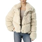 Y11ermaa Women's Trendy Cropped Faux Fur Coat Fluffy Open Front Jacket Cardigan Collar with Pockets