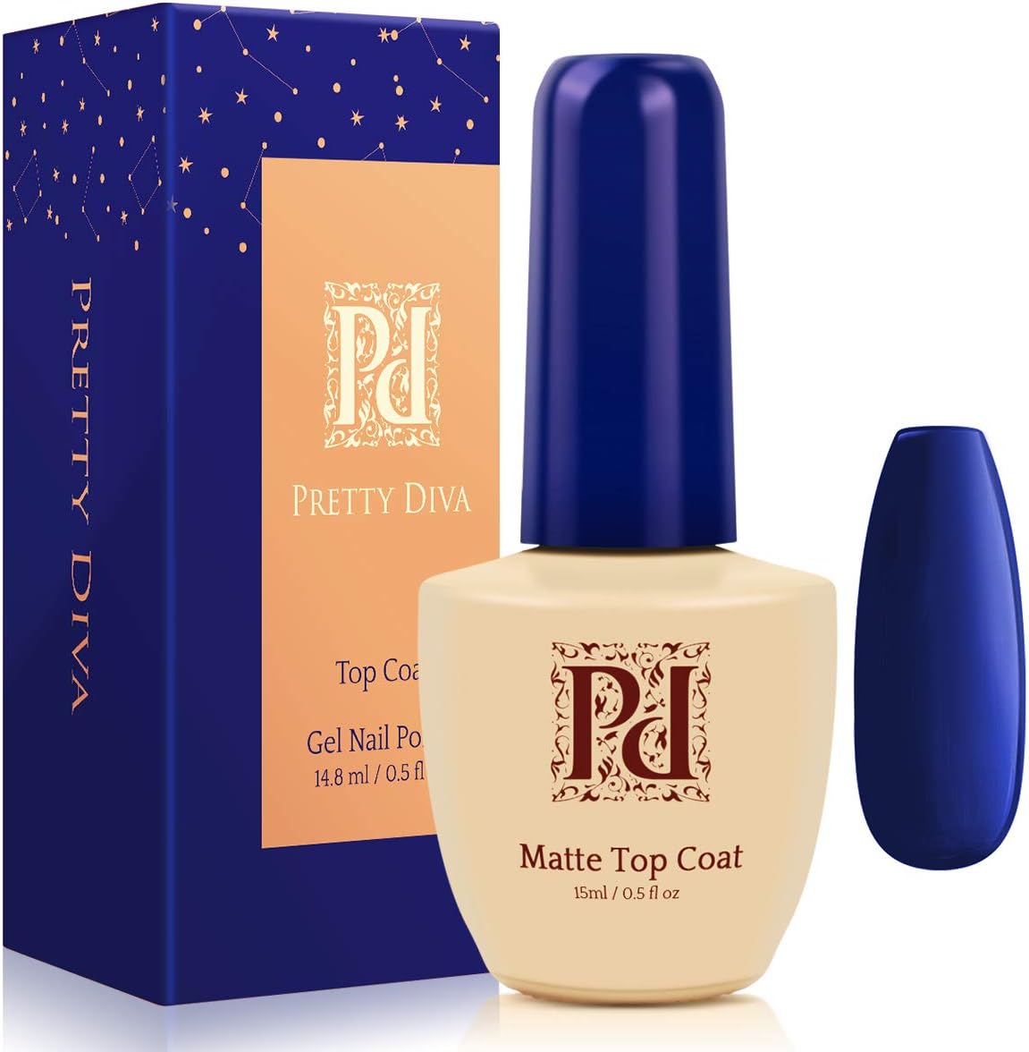 PrettyDiva Matte Top Coat - Matte Gel Top Coat Soak Off UV LED Nail Polish Gel Top Coat , Matte Finish Gel Polish Long Lasting No Wipe Gel Top Coat Nail Polish - 0.5 oz