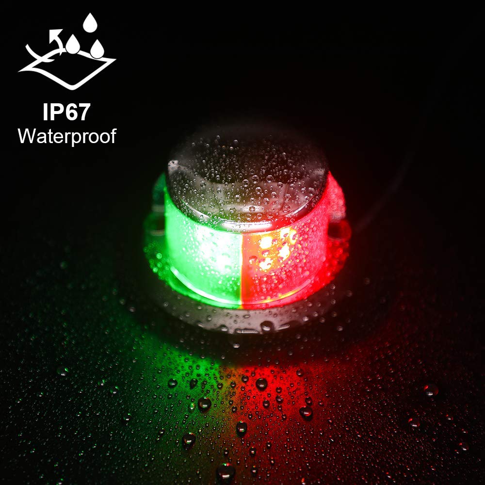 Obcursco LED Navigation Lights Deck Mount, New Marine Sailing Lights for Bow Side,Port, Starboard, Pontoons, Chandlery Boat, Yacht, Skeeter, DC 12V