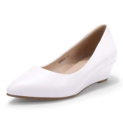 IDIFU Women's Dress Inch Low Heels Wedge Pumps Closed Pointy Toe