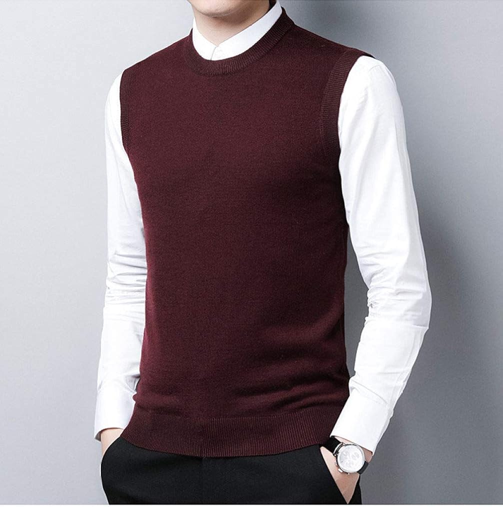 Round Neck Sleeveless Men Sweater Autumn Winter Loose Comfortable Knit