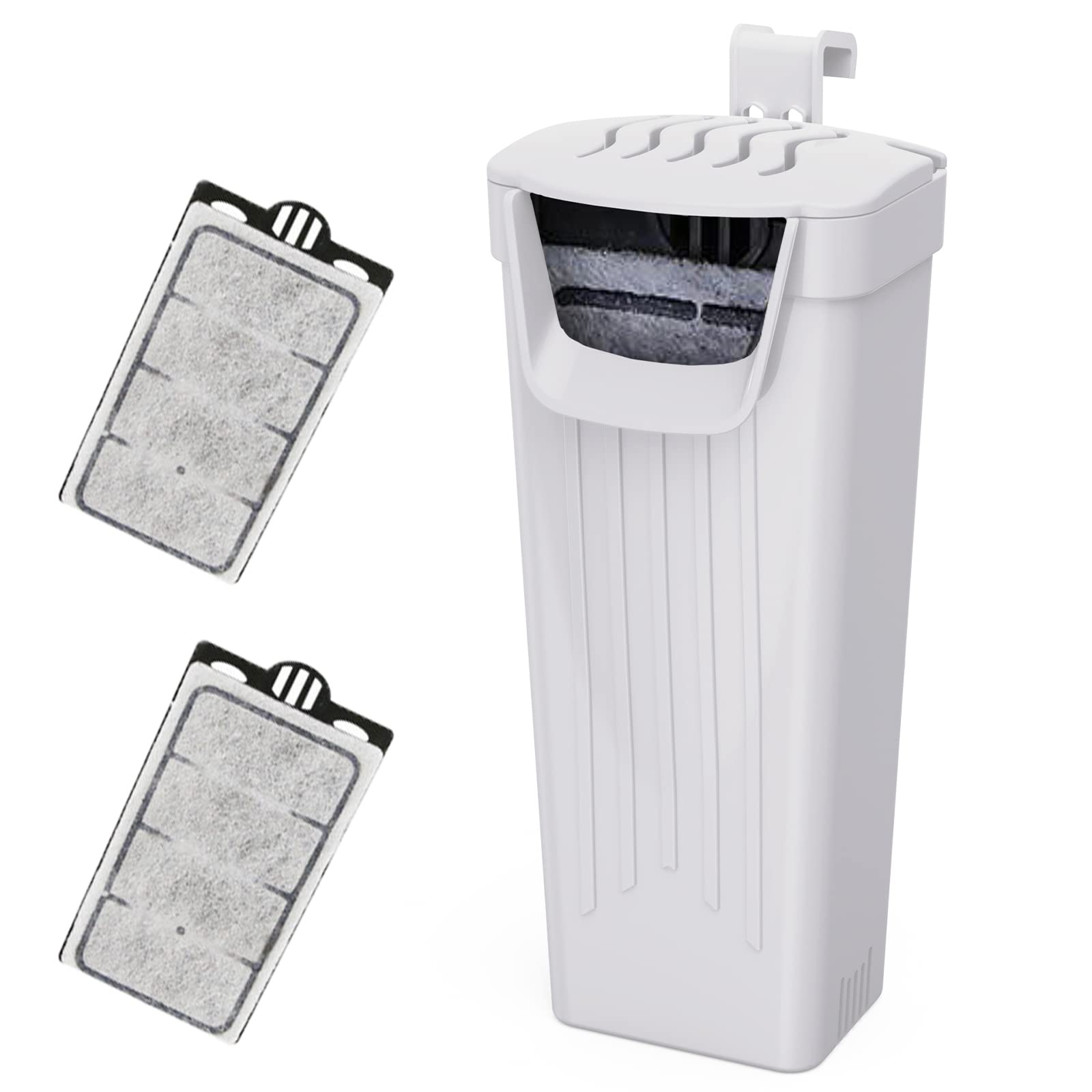 Photo 1 of Moonorange Aquarium Filter(3.5W), Fish Tank Filter, Low-Water Filter for Small Fish Tank and Turtle Tank, for Reptile Tank Up to 15 Gallon, with 2 Cartridges(White)