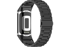 Abanen Stainless Steel Band for Fitbit Charge 6 / Charge 5 Advanced Tracker, Metal Adjustable Length Wristband Strap Compatible with Fitbit Charge 5 for Men and Women