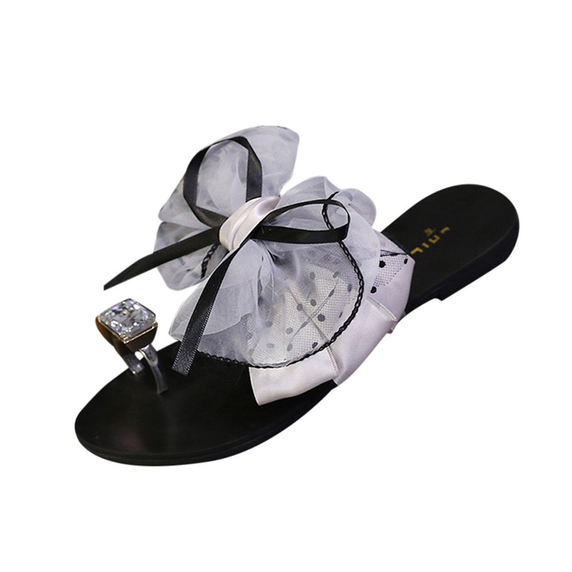 black tie flat sandals