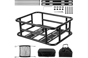 Auckyeer Bike Basket - Large Bicycle Basket Rear with Inner Bag, Nesh Pocket, Rain Cover Heavy Duty Ebike Accessories for Bik