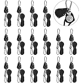 8 Pairs 1/8" Heavy Duty Ratchet Hangers, Adjustable Rope Hangers, Grow Light Rope Hangers for Grow Plant Fan Filter Light Room Equipment, 150 LB Capacity per Pair