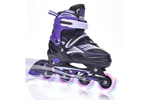 ERNAN Inline Skates,Adjustable Light up Kids Inline Skates, Roller Skates for Boys and Girls,Roller Skates for Kids Youth, Be