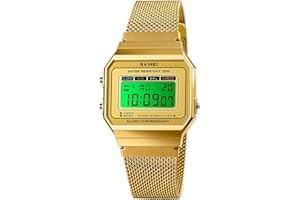 Gosasa Classic Unisex Women's Men's Digital Multifunction Sports Watch Stainless Steel Band Square Waterproof Electronic Led Watch