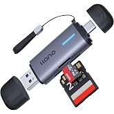 llano Micro SD Card Reader, 2 in 1 SD 3.0 Card Reader 5Gbps Photographers | USB-C Dual Slots Plug &amp; Play Portable for MicroSD, SDHC, SDXC, iPhone 17/16/15, MacBook, iPad, Android, Computer