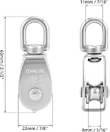 QWORK 12Pcs M25 Single Pulley Block 304 Stainless 360° Swivel Ø6mm Wire 35kg view 6