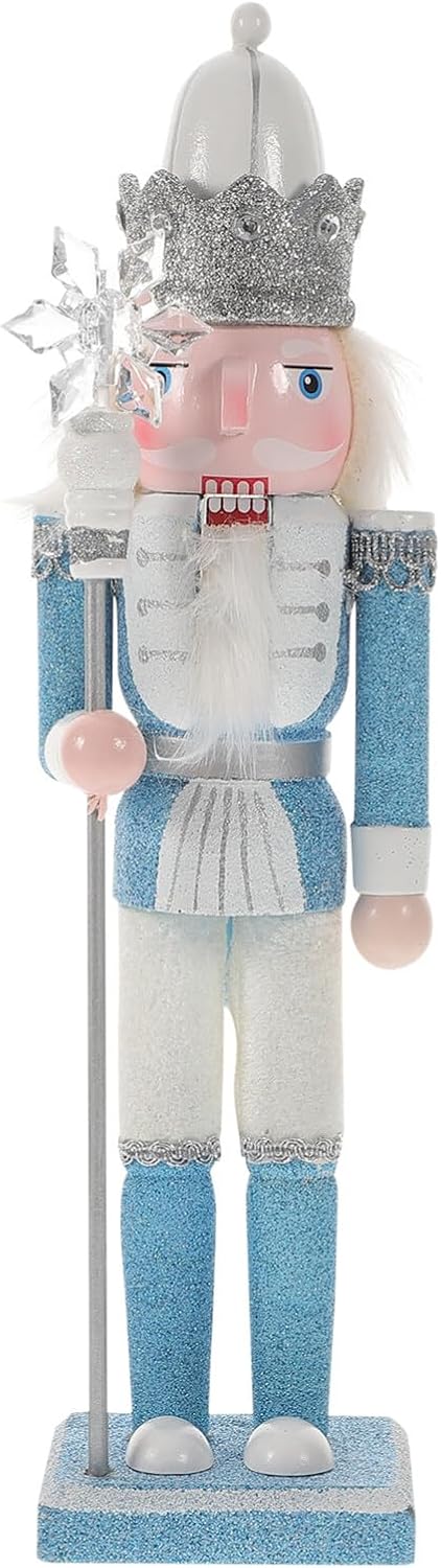 Nutcrackers - BESPORTBLE Wooden Nutcracker Puppet Statue Nutcracker Christmas Decoration: 12in Nutcracker Figurines Christmas Nutcracker Soldier Festive Glitter Nutcracker Wooden Nutcracker Figurine